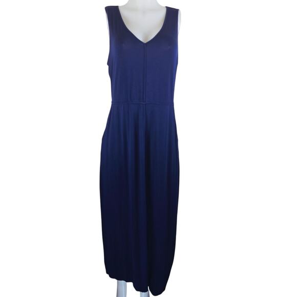 J.Jill Navy Blue Pockets Closet Staple Athleisure Casual Women's Maxi Dress M - Picture 1 of 5